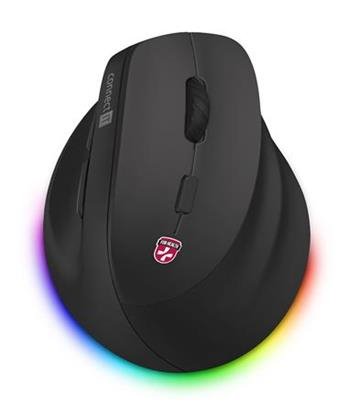 CONNECT IT FOR HEALTH ergonomická vertikálna myš, 2400dpi, 6 tl., bezdrôtová, USB, RGB podsv., vstav. batéria, čierna