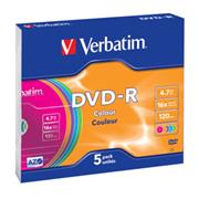 DVD-R VERBATIM Colour 4,7GB 16X Slim box 5ks/bal.