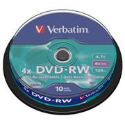 DVD-RW VERBATIM 4,7GB 4X 10ks/cake