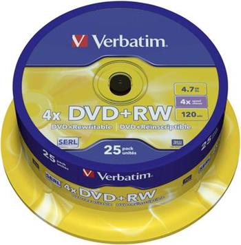 DVD+RW VERBATIM 4,7GB 4X 25ks/cake