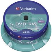 DVD-RW VERBATIM 4,7GB 4X 25ks/cake