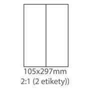 etikety ECODATA Samolepiace 105x297 univerzálne biele 2ks/A4 (100 listov A4/bal.)