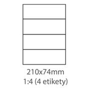 etikety ECODATA Samolepiace 210x74 univerzálne biele 4ks/A4 (100 listov A4/bal.)