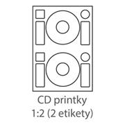 etikety ECODATA Samolepiace 2xCD-KRUH univerzálne biele 2ks/A4 (100 listov A4/bal.)