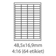 etikety ECODATA Samolepiace 48,5x16,9 univerzálne biele 64ks/A4 (1000 listov A4/bal.)