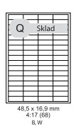 etikety ECODATA Samolepiace 48,5x16,9 univerzálne biele 68ks/A4 (100 listov A4/bal.)