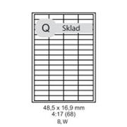 etikety ECODATA Samolepiace 48,5x16,9 univerzálne biele 68ks/A4 (100 listov A4/bal.)