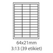 etikety ECODATA Samolepiace 64x21 univerzálne biele 39ks/A4 (100 listov A4/bal.)