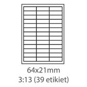 etikety ECODATA Samolepiace 64x21 univerzálne biele 39ks/A4 (100 listov A4/bal.)