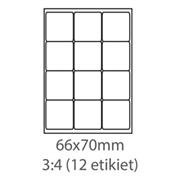 etikety ECODATA Samolepiace 66x70 univerzálne biele 12ks/A4 (100 listov A4/bal.)