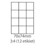 etikety ECODATA Samolepiace 70x74 univerzálne biele 12ks/A4(100 listov A4/bal.)