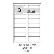 etikety ECODATA Samolepiace 88,5 x 33,8mm univerzálne biele 16ks/A4 (100 listov A4/bal.)