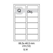 etikety ECODATA Samolepiace 88,5 x 46,5mm univerzálne biele 12ks/A4 (100 listov A4/bal.)