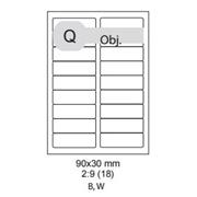 etikety ECODATA Samolepiace 90 x 30mm univerzálne biele 18ks/A4 (100 listov A4/bal.)