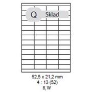 etikety Samolepiace 52,5x21,2 univerzálne biele 52ks/A4 (100 listov A4/bal.)