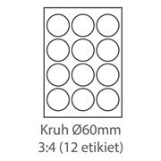 etikety samolepiace KRUH-60mm univerzálne biele 12ks/A4 (100 listov A4/bal.)