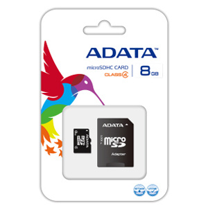 Pamäťová karta ADATA micro SDHC 8GB Class 4 + adaptér SDHC