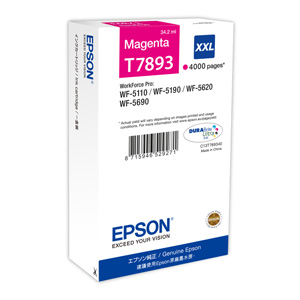 kazeta EPSON WorkForce WF-5620,5690,5190,5000 seria magenta XXL (4000 str.)