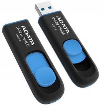 USB kľúč ADATA DashDrive™ Series UV128 64GB USB 3.0 flashdisk, výsuvný, čierny+modrý