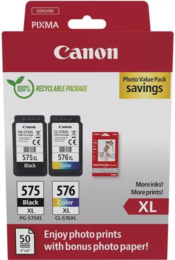 kazeta CANON PG-575 XL black  CL-576 XL color PIXMA TS3550i/TS3551i, PIXMA TR4750i/TR4751i  GP501 10x15