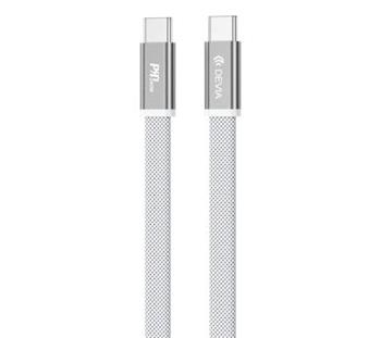 kábel Devia Ultra3 PD 240W Metal Woven Flat, USB-C - USB-C, 1,5 m biely