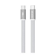 kábel Devia Ultra3 PD 240W Metal Woven Flat, USB-C - USB-C, 1,5 m biely