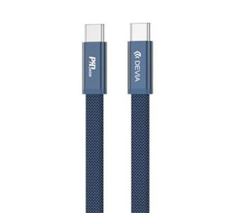 kábel Devia Ultra3 PD 240W Metal Woven Flat, USB-C - USB-C, 1,5 m modrý