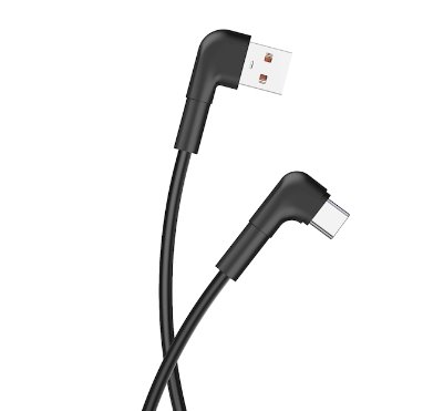 kábel Maxlife MXUC-09 USB-A - USB-C, 1,0 m 3A, zahnuté koncovky, čierny