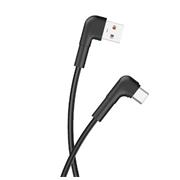 kábel Maxlife MXUC-09 USB-A - USB-C, 1,0 m 3A, zahnuté koncovky, čierny