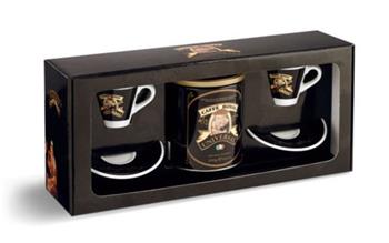 Káva UNIVERSAL ROYAL darčekový set – káva mletá 250g plechovka + 2x šálka espresso