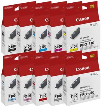 kazeta CANON PFI-5100 MBK/PBK/C/M/Y/PC/PM/R/GY/CO PACK iPF PRO-310 (10x 14,4 ml)