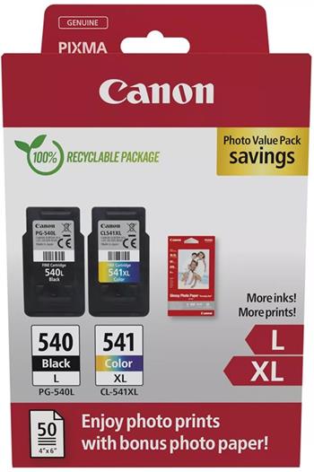 kazeta CANON PG-540 L black + CL-541 XL color MG2150/3150 + GP501 10x15