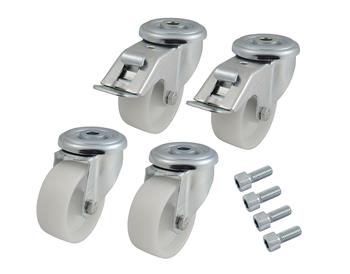 Kolieska otočné pod stojanový rozvádzač, nosnosť 600 kg, set 4 kusov, KOL-HD600