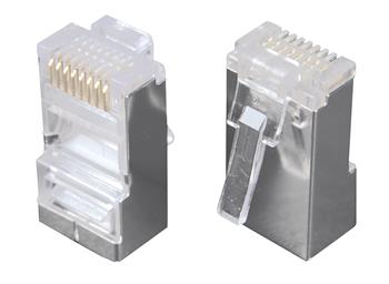 Konektor RJ45 CAT5E STP 8p8c tienený neskladaný na lanko KRJ45/5SH, cena za kus, balenie 100ks