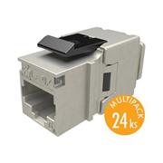 MULTIPACK 24 ks - rýchlozariezavací keystone Solarix CAT6A STP SXKJ-10 G-STP-BK-NA Component Level a 4PPoE certifikácia