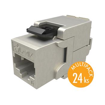 MULTIPACK 24 ks - samorezný keystone Solarix CAT6 STP SXKJ-6-STP-BK-SA