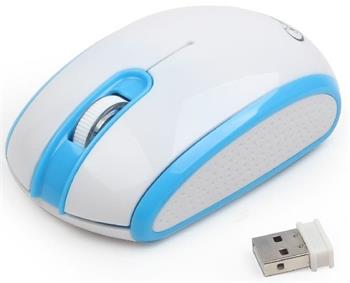 myš GEMBIRD optická bezdrôtová, bielo-modrá, 1200 DPI, nano USB