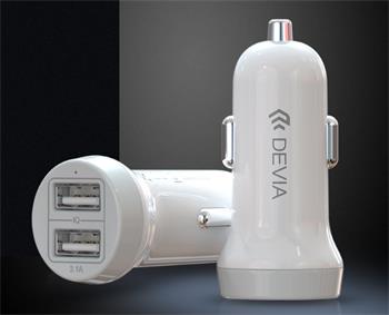 nabíjačka do auta Devia car charger Smart, 2x USB, 3,1A biela