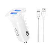 nabíjačka do auta XO TZ10  2USB/2A/12W biela + USB-C kábel