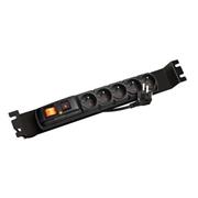 Napájací panel ACAR F5 FA 3 m 5 pozícií BK vrátane držiakov do 19" líšt 1U, ACAR-F5-FA