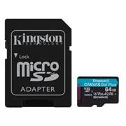 Pamäťová karta Kingston Canvas Go! Plus microSDXC 64GB Class 10, UHS-I, U3, V30, A2, 200/104MB/s (+ adaptér) 