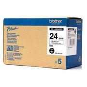 páska BROTHER HGe651 čierne písmo, žltá páska HQ Tape (24mm) (5 ks)