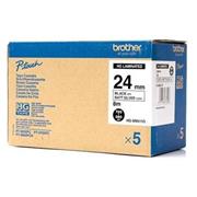 páska BROTHER HGeM951 čierne písmo, matná strieborná páska HQ Tape (24mm) (5 ks)
