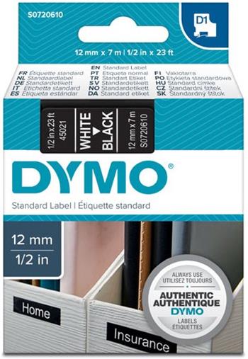 páska DYMO 45021 D1 White On Black Tape (12mm)