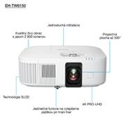 projektor EPSON EH-TW6150, 3LCD, 2800ANSI, 4K PRO-UHD, 35.000:1, HDMI + platno