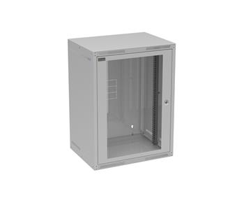 Rozvádzač nástenný GrandN 16U 450 mm, dvere sklo, RAL 7035, GrandN-16U-645-11-G