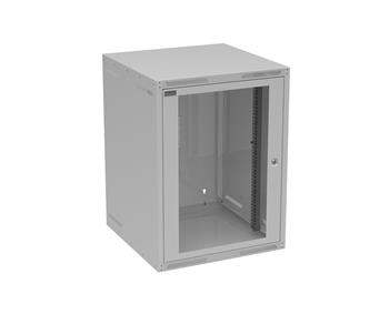 Rozvádzač nástenný GrandN 16U 600 mm, dvere sklo, RAL 7035, GrandN-16U-66-21-G