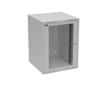 Rozvádzač nástenný GrandN DUO 16U 600 mm, dvere sklo, RAL 7035, GrandND-16U-66-11-G