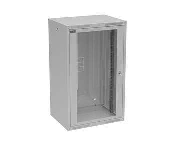 Rozvádzač nástěnný GrandN DUO 20U 450 mm, dvere sklo, RAL 7035, GrandND-20U-645-11-G