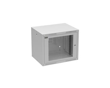 Rozvádzač nástěnný GrandN DUO 9U 450 mm, dvere sklo, RAL 7035, GrandND-9U-645-11-G